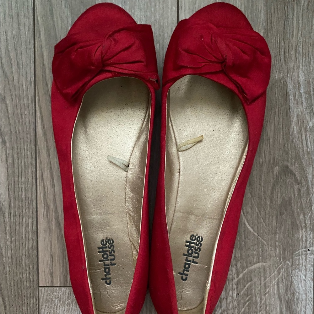 Charlotte Russe red bow flats